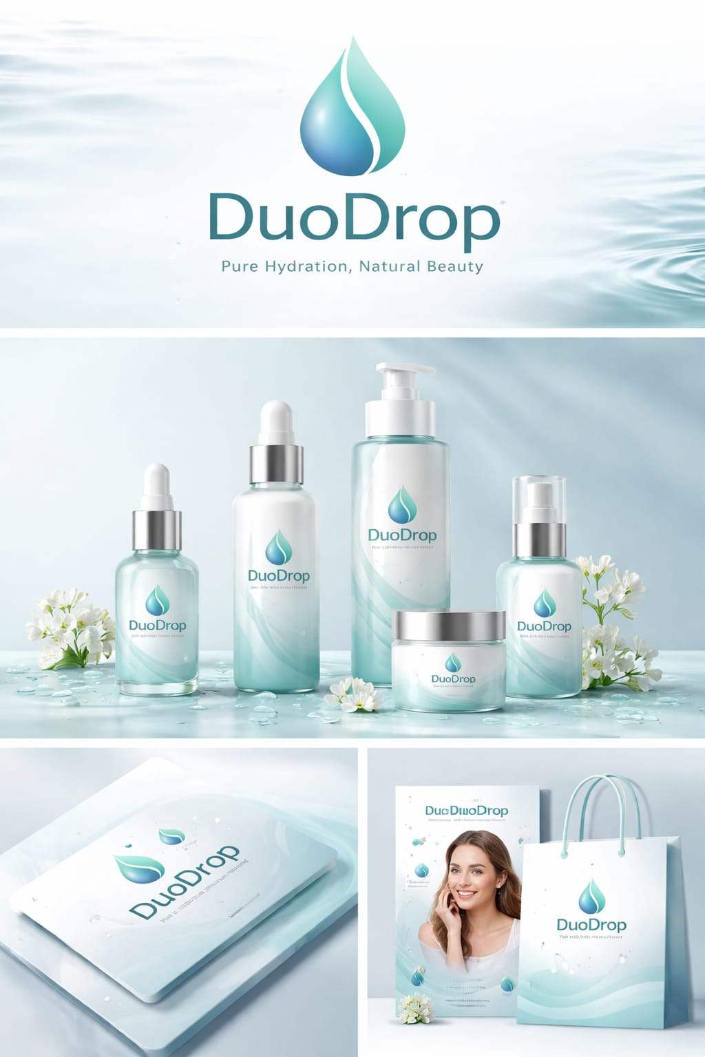 luxury skincare water and floral duo